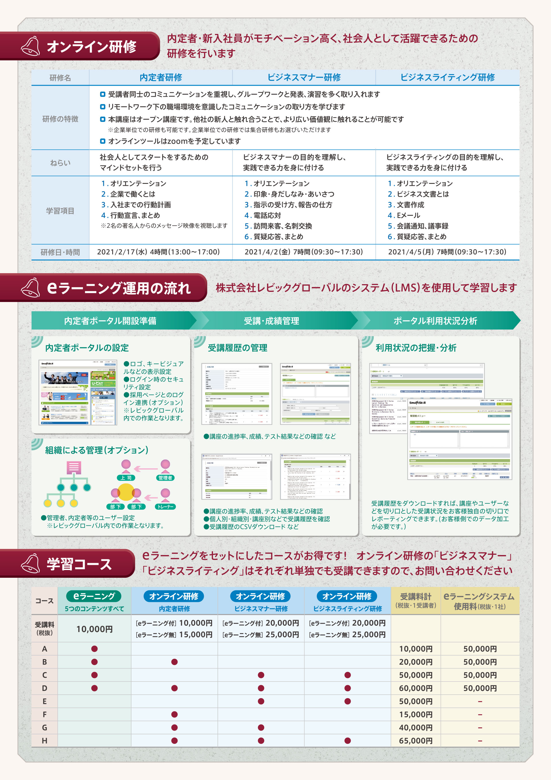 eラーニング×オンライン研修　内定者・新入社員育成コース|株式会社ノビテク