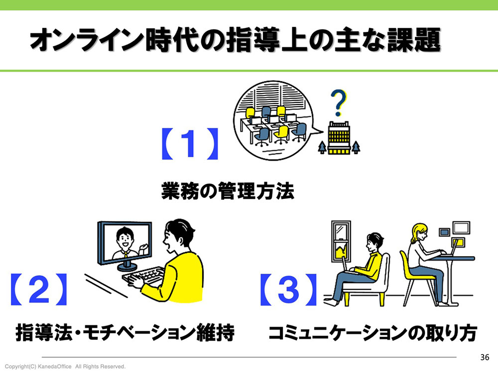 オンライン時代の指導上の主な課題